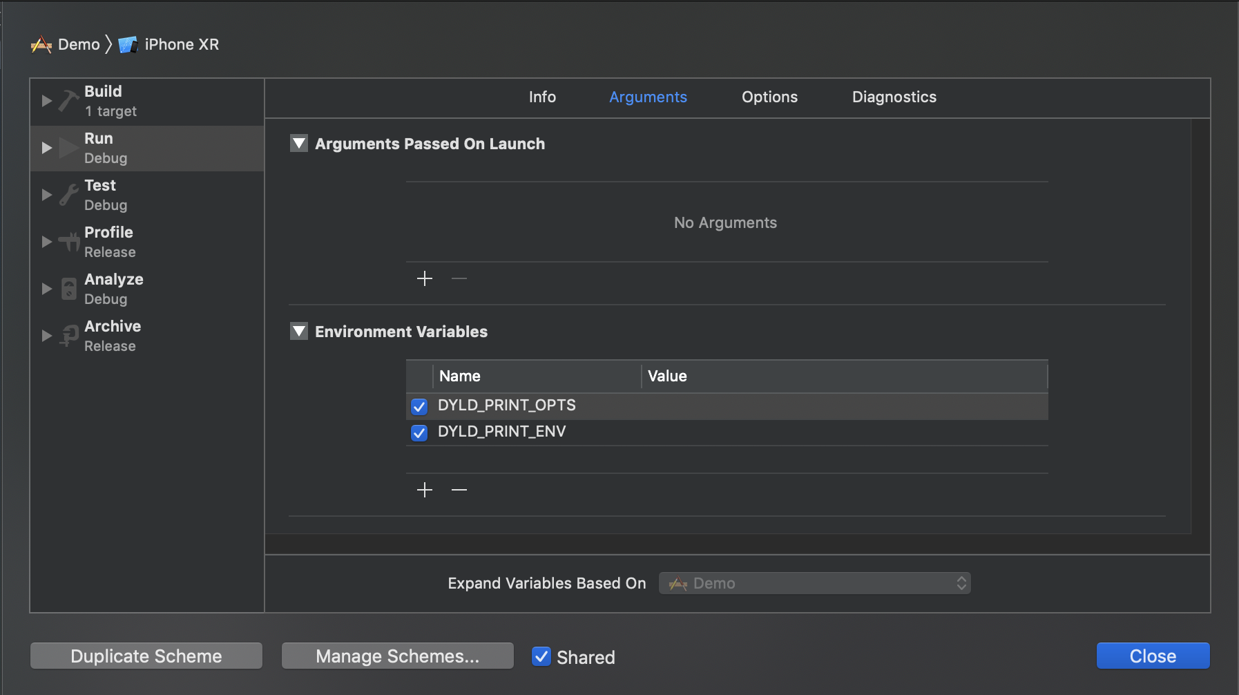 Xcode设置环境变量